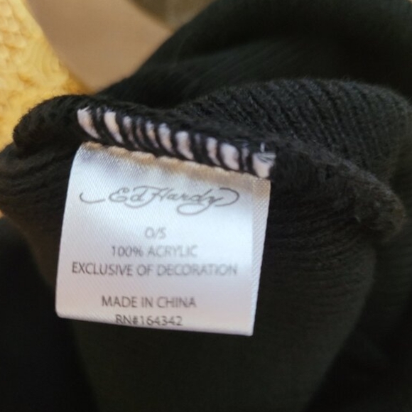 Ed Hardy Love Kills Slowly Black Knit Hat NWOT main image 4